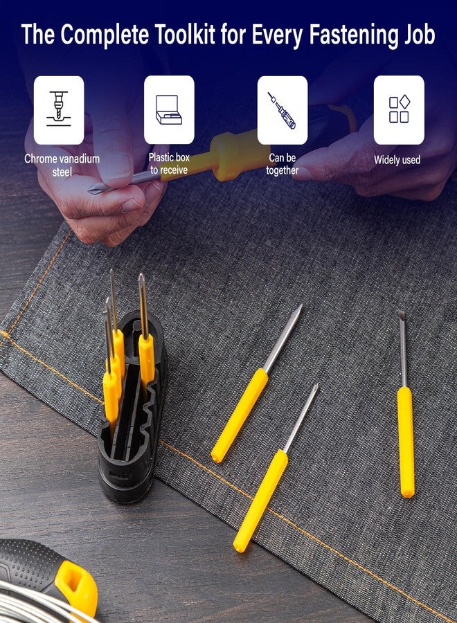 ديلي مجموعة مفكات براغي ديلي DL636009 مكونة من 9 قطع بوظيفة 8 في 1 مع رؤوس مغناطيسية ومقبض مانع للانزلاق مصنوع من مادة الكروم والفاناديوم، طقم أدوات إصلاح للأجهزة الإلكترونية والأجهزة المنزلية (عبوة واحدة، أصفر) - Image 4